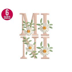 mini embroidery design, floral, daisy flower, machine embroidery file, instant download