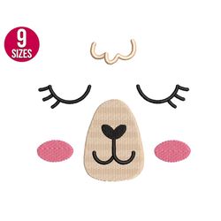 Lamb face embroidery design, Sheep face, Machine embroidery file, Instant download