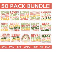 hippie retro svg bundle, hippie svg, peace svg, inspirational svg, motivational svg, retro designs svg, positive vibes s