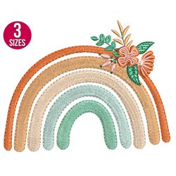 boho rainbow embroidery design, fall, autumn, machine embroidery file