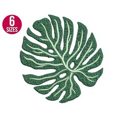 monstera leaf embroidery design, house plant, machine embroidery file, pes, instant download