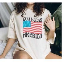 Retro God Bless America Shirt, USA Flag Shirts, Usa Shirt, 4th of July Shirt, Independence Day, Patriotic Shirt, Christi