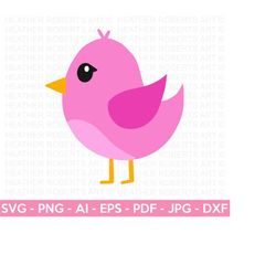 pink bird svg, bird svg, cute bird svg, bird clipart, birds decor, cut file for cricut, silhouette