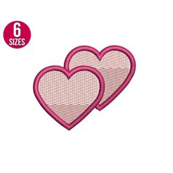 heart embroidery design, two hearts, heart shape, love, valentines day machine embroidery file, digital download