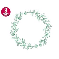 Leaf Wreath  embroidery design, Monogram frame, Machine embroidery file