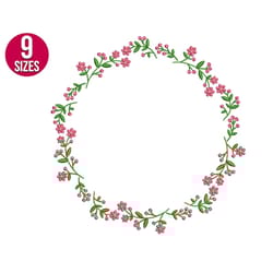 flower circle border embroidery design, machine embroidery file