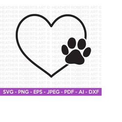 dog paw heart svg, dog svg, paw svg, animal paw svg, animal svg, dog paw print, paw print, animal print, cut files for cricut, silhouette