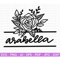 floral split monogram svg, floral svg, flowers svg, rose svg, floral border svg, wildflowers svg, cut file cricut, silhouette