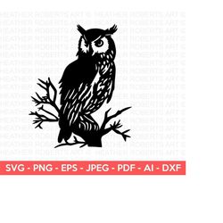 owl silhouette svg, owl svg, bird svg, owl clipart svg, animal svg, bird silhouette svg, owl design svg, cut file cricut. silhouette