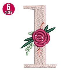 Floral Alphabet Number one 1 embroidery design, Machine embroidery pattern, Instant Download