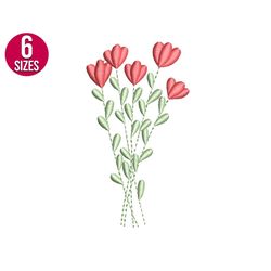 flower bouquet embroidery design, wildflower, plants, machine embroidery file, instant download