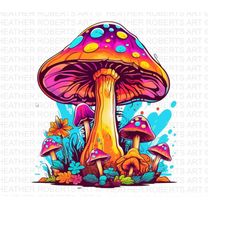 psychedelic magic mushrooms, mushrooms png, astronomy png, psychedelic decor png, psychedelic art, psychedelic wall art png, sublimation png