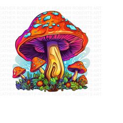 psychedelic magic mushrooms, mushroom png, psychedelic png decor, psychedelic art, psychedelic wall art png, sublimation png
