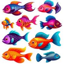 fish clipart set, fish png, fish clipart, sea creatures clipart, sea animals, sublimation, cute sea creatures png, cute fish png