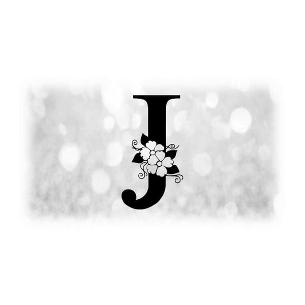 Word Clipart: Black Formal Capital Letter 'J' with Floral / - Inspire ...