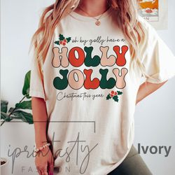 comfort colors holly jolly funny christmas t-shirt png, funny chritmas t-shirt png, christmas t-shirt png, holiday appar