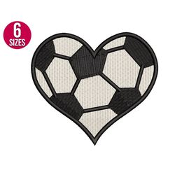 soccer ball heart embroidery design, machine embroidery file, digital download