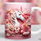3d Horse Mug Wrap, White Horse Pink Flowers Sublimation Design, 11oz Coffee Cup Template, Floral 15 oz Mug Wrap PNG, Women Mug Press Designs - 1.jpg