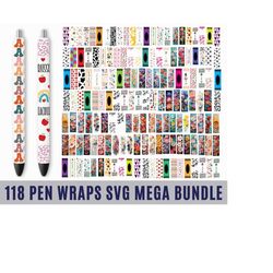 118 Pen Wraps Mega SVG Bundle, Teacher Pen Wrap, Glitter Pen patterns svg, epoxy glitter pen wrap svg, Pen Wrap Waterslides, Epoxy Pen Wraps