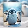 Baby Penguins Mug Wrap, Winter Cute Animal Mug Sublimation Design, Christmas Kawaii 11oz Coffee Cup Wrap, Arctic 15 oz Mug Wrap PNG Design - 1.jpg