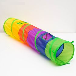 Cat tunnel with toy, 120 x 25 cm, multicolored