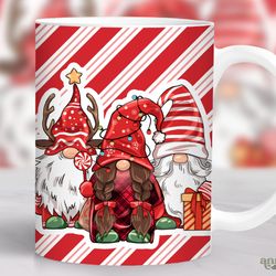 christmas gnomes mug, candy cane mug