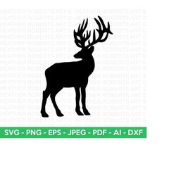 deer silhouette svg, deer svg, deer silhouette, buck svg, animal silhouette svg, antlers svg, cricut cut file, silhouette