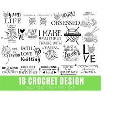 crochet quotes svg bundle, crochet svg, knitting svg, crochet hook svg, crochet girl svg, crochet yarn svg crochet name svg, yarn ball svg