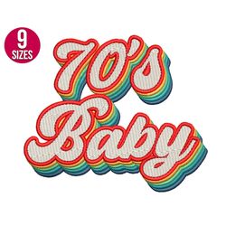 70s baby embroidery design, Retro, Vintage, Machine embroidery file, Machine embroidery pattern, Instant Download