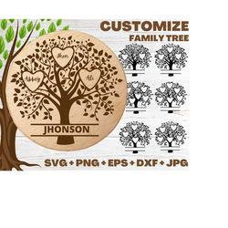 Custom Family tree svg members, Family reunion svg, Custom family tree svg names, Family tree clipart, cricut svg, svg files for silhouette