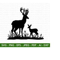 deer silhouette svg, deer svg, deer silhouette, buck svg, animal silhouette svg, antlers svg, cricut cut file, silhouette