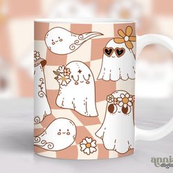 retro ghost mug, groovy halloween mug