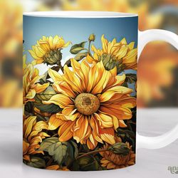 sunflowers mug, yellow floral