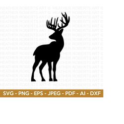 deer silhouette svg, deer svg, deer silhouette, buck svg, animal silhouette svg, antlers svg, cricut cut file, silhouette