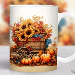 watercolor fall mug, autumn harvest mug