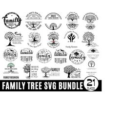 21 family reunion svg bundle, family tree with quotation svg, our love runs deeper, our roots run deep, tree life svg, tree with roots svg