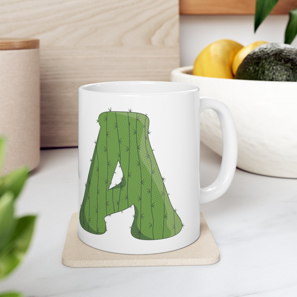 Letter A Green Initial Mug Letter Mug Cup Initial A Personalized Initial Mug Alphabet Mug Letter Mug Gift for Loved Ones 11oz - 1.jpg