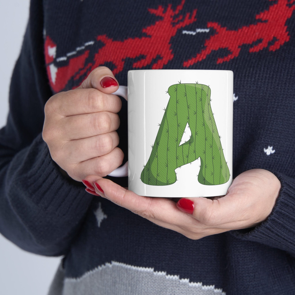 Letter A Green Initial Mug Letter Mug Cup Initial A Personalized Initial Mug Alphabet Mug Letter Mug Gift for Loved Ones 11oz - 2.jpg