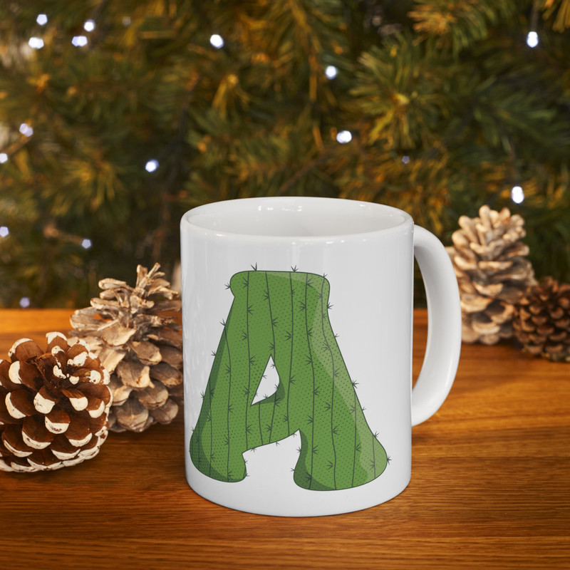 Letter A Green Initial Mug Letter Mug Cup Initial A Personalized Initial Mug Alphabet Mug Letter Mug Gift for Loved Ones 11oz - 3.jpg