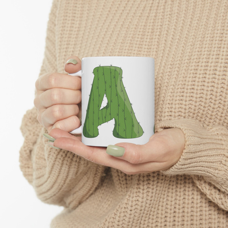 Letter A Green Initial Mug Letter Mug Cup Initial A Personalized Initial Mug Alphabet Mug Letter Mug Gift for Loved Ones 11oz - 4.jpg