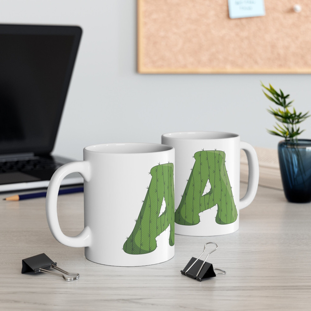 Letter A Green Initial Mug Letter Mug Cup Initial A Personalized Initial Mug Alphabet Mug Letter Mug Gift for Loved Ones 11oz - 6.jpg