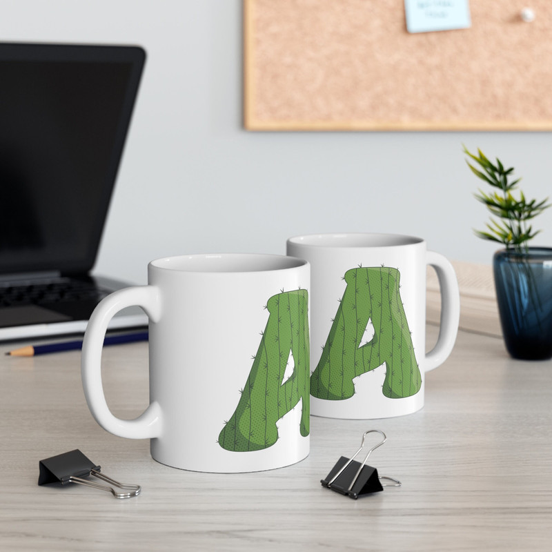 Letter A Green Initial Mug Letter Mug Cup Initial A Personalized Initial Mug Alphabet Mug Letter Mug Gift for Loved Ones 11oz - 6.jpg