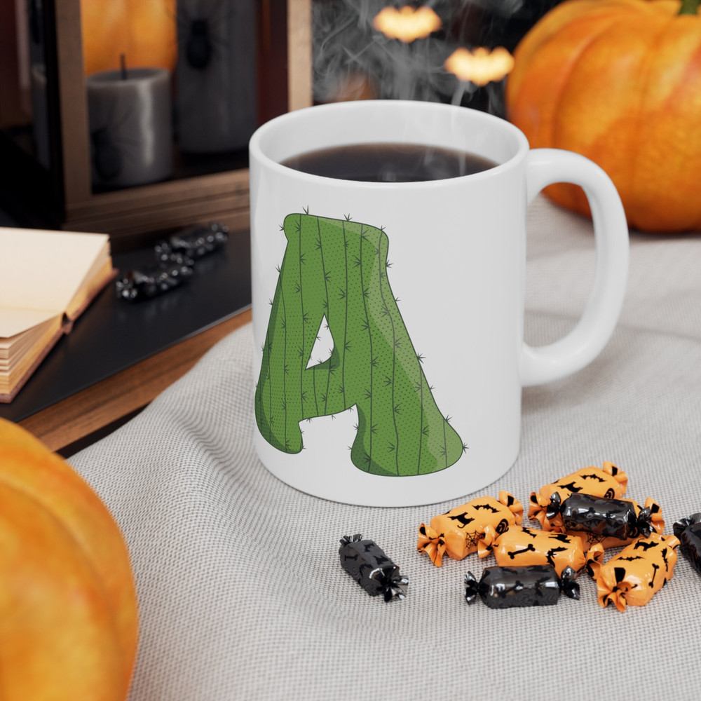 Letter A Green Initial Mug Letter Mug Cup Initial A Personalized Initial Mug Alphabet Mug Letter Mug Gift for Loved Ones 11oz - 7.jpg