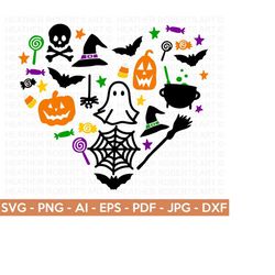 halloween heart colored svg, halloween svg, halloween shirt svg, ghost svg, pumpkin svg, scary vibes, halloween vibes, cut files for cricut