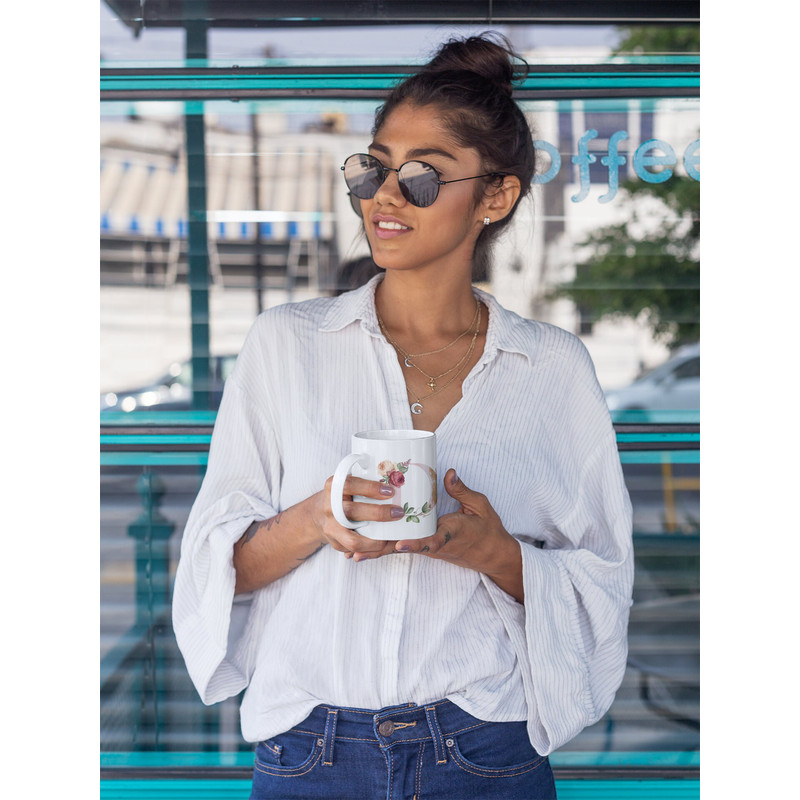 Letter D Floral Alphabet Coffee Mug Name Begins with D Initial Mug Initial Coffee Cup Birthday Gift Watercolor Flowers Mug 11oz - 9.jpg