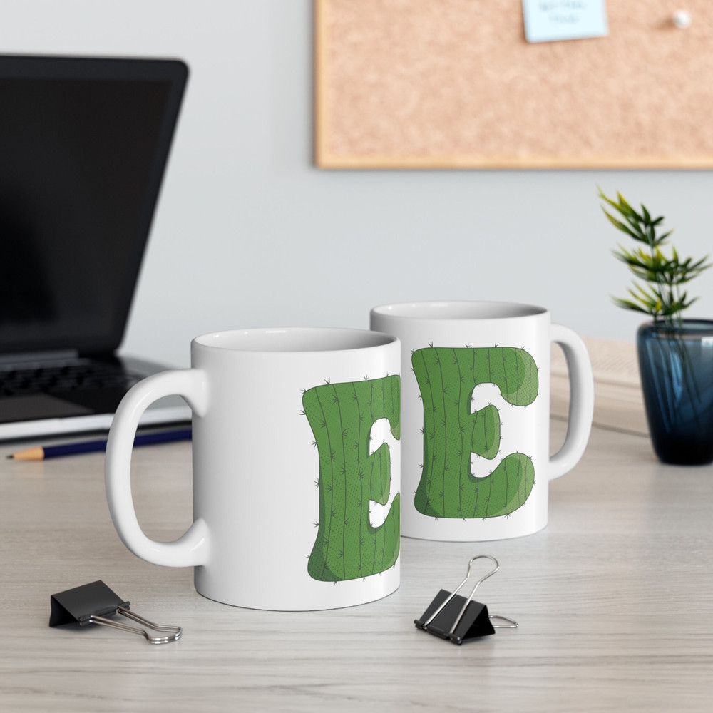 Letter E Green Initial Mug  Letter Mug Cup Initial E  Personalized Initial Mug  Alphabet Mug  Letter Mug  Gift for Loved Ones  11oz - 2.jpg