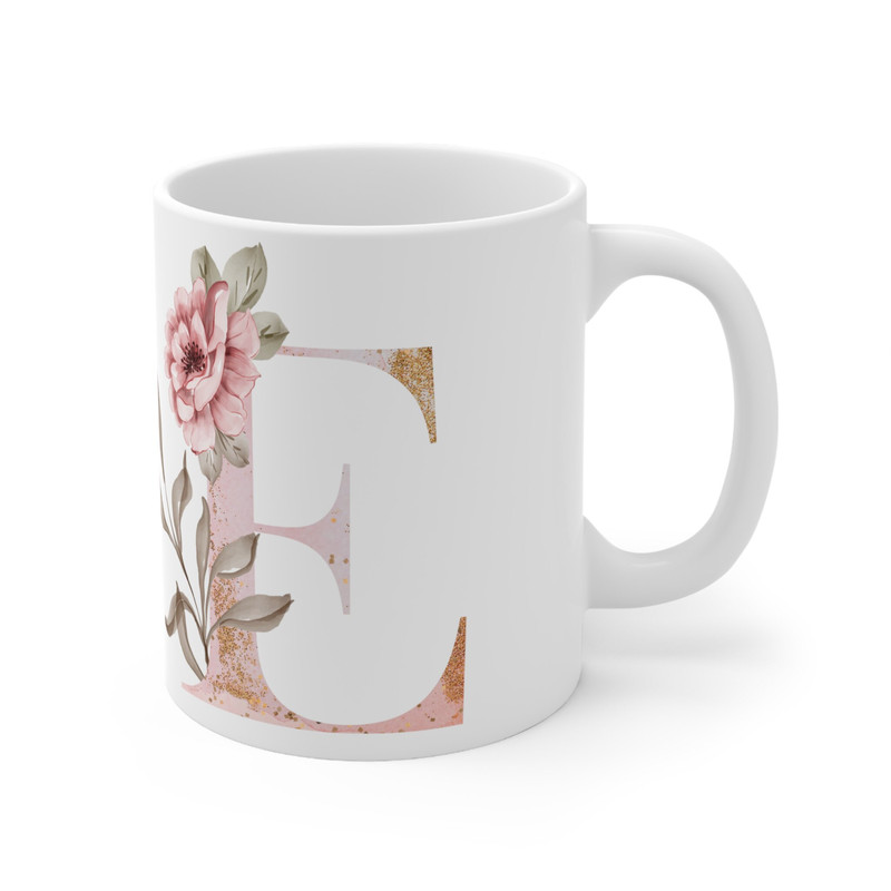 Letter E Floral Alphabet Coffee Mug  Name Begins with E  Initial Mug  Initial Coffee Cup  Birthday Gift  Watercolor Flowers Mug  11oz - 9.jpg