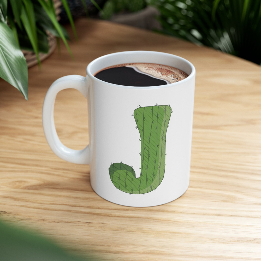 Letter J Green Initial Mug Letter Mug Cup Initial J Personalized Initial Mug Alphabet Mug Letter Mug Gift for Loved Ones 11oz - 1.jpg