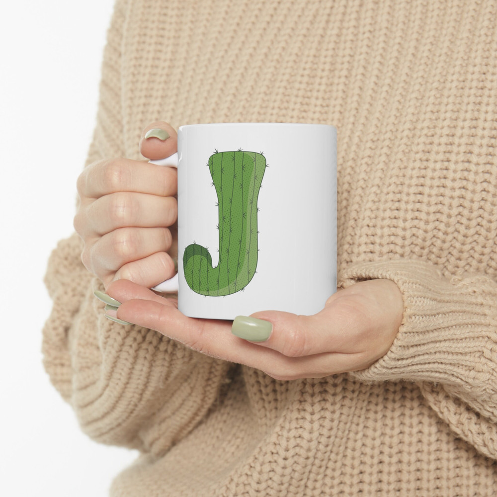 Letter J Green Initial Mug Letter Mug Cup Initial J Personalized Initial Mug Alphabet Mug Letter Mug Gift for Loved Ones 11oz - 4.jpg