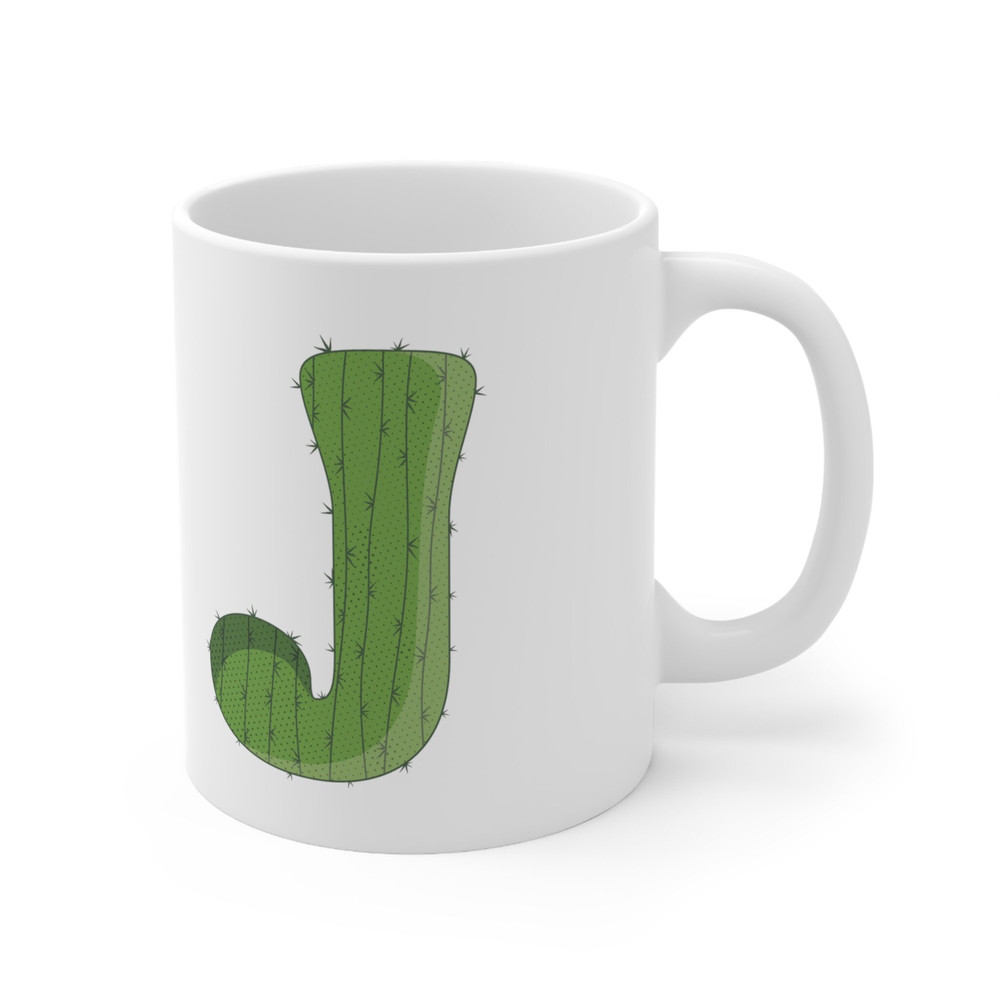 Letter J Green Initial Mug Letter Mug Cup Initial J Personalized Initial Mug Alphabet Mug Letter Mug Gift for Loved Ones 11oz - 6.jpg